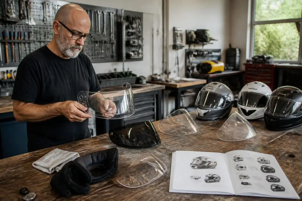 Motorradhelm im modernen Wohnraum.